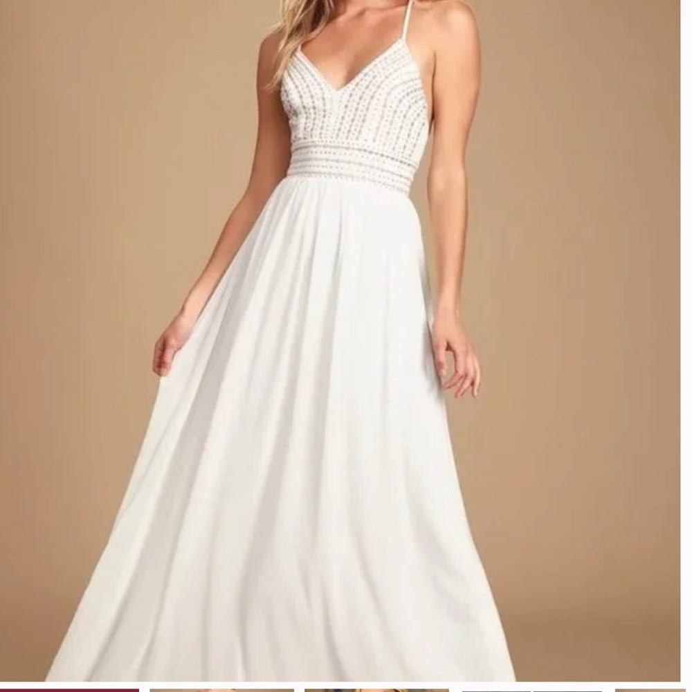 New Lulus Meet Me In Madrid Strappy Sequin White
Maxi Dress S.